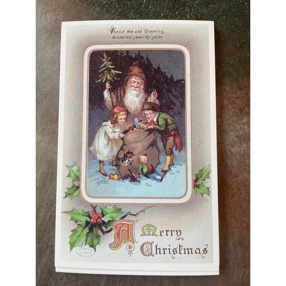 Vintage Victorian Christmas & New Year Postcards Set Girls Boys Santa Angels - Picture 9 of 10